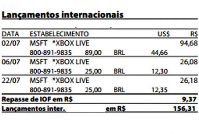 fatura xbox