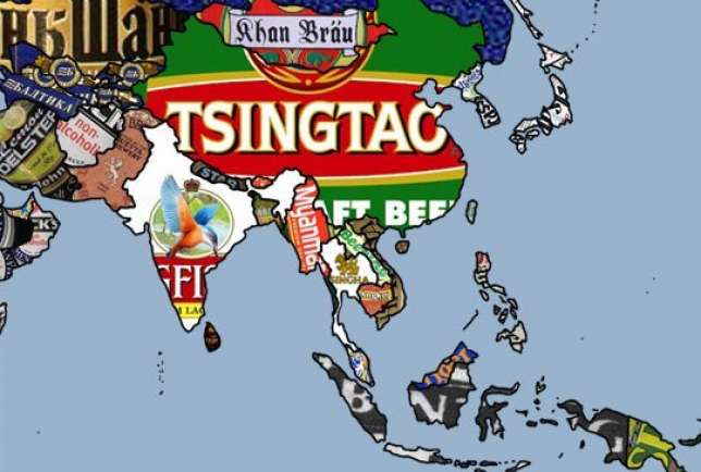 Ásia - mapa-múndi cerveja