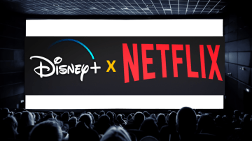 Tela de cinema com Disney e Netflix