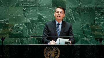 Jair Bolsonaro discursando na ONU