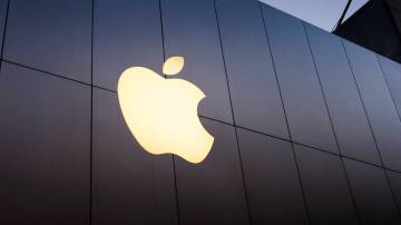 Loja da Apple, com o logo da companhia em um fundo preto