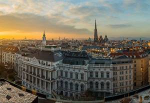 Pôr-do-sol na cidade de Viena