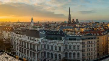 Pôr-do-sol na cidade de Viena