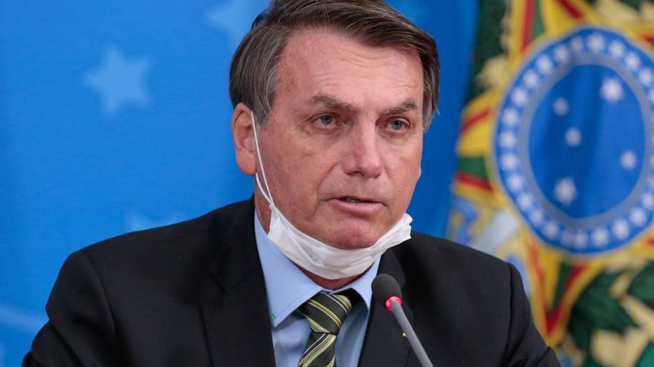 O presidente Jair Bolsonaro em coletiva de imprensa