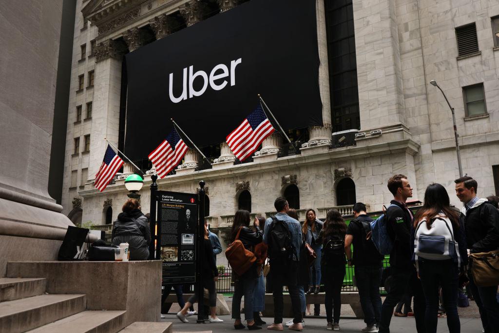 Banner da Uber na Bolsa de Nova York