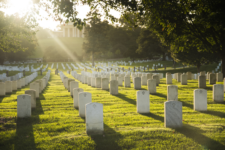 Sun sets over Arlington Cemetery