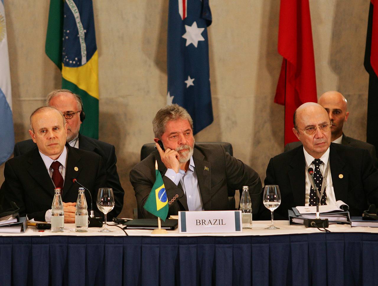 Guido Mantega, Luiz Inácio Lula da Silva e Henrique Meirelles