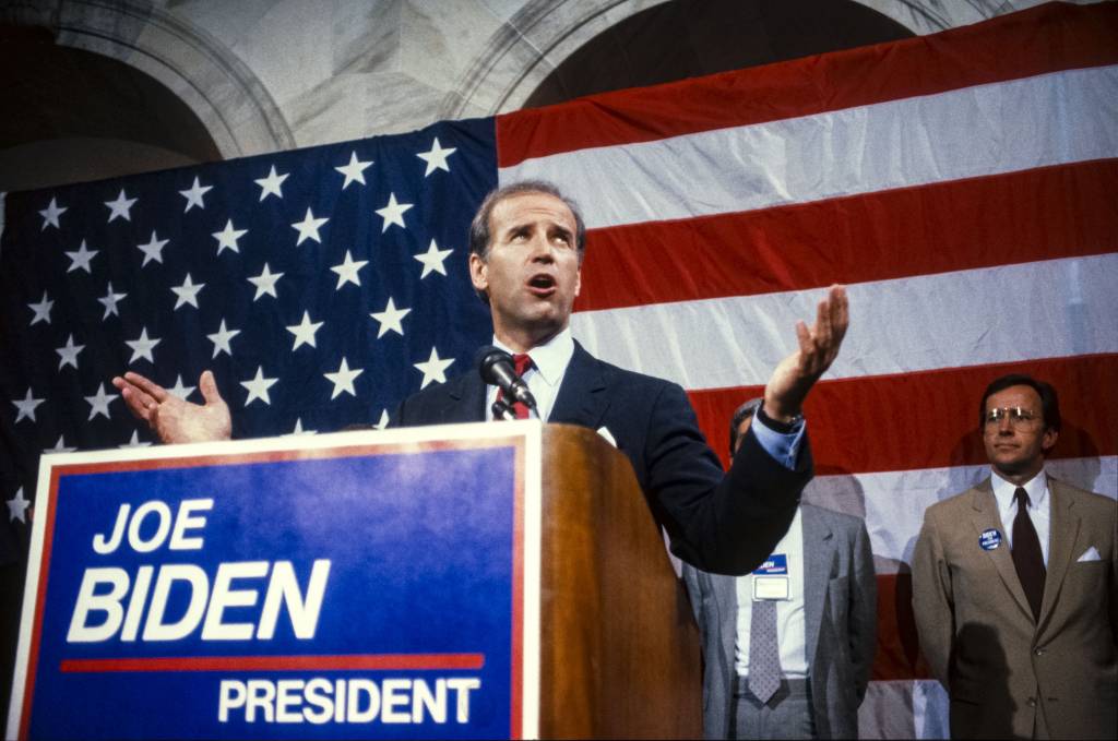 Joe Biden na campanha presidencial de 1988