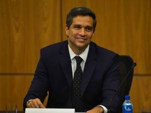O novo presidente do Banco Central (BC), Roberto Campos Neto, durante cerimônia de transmissão de cargo.