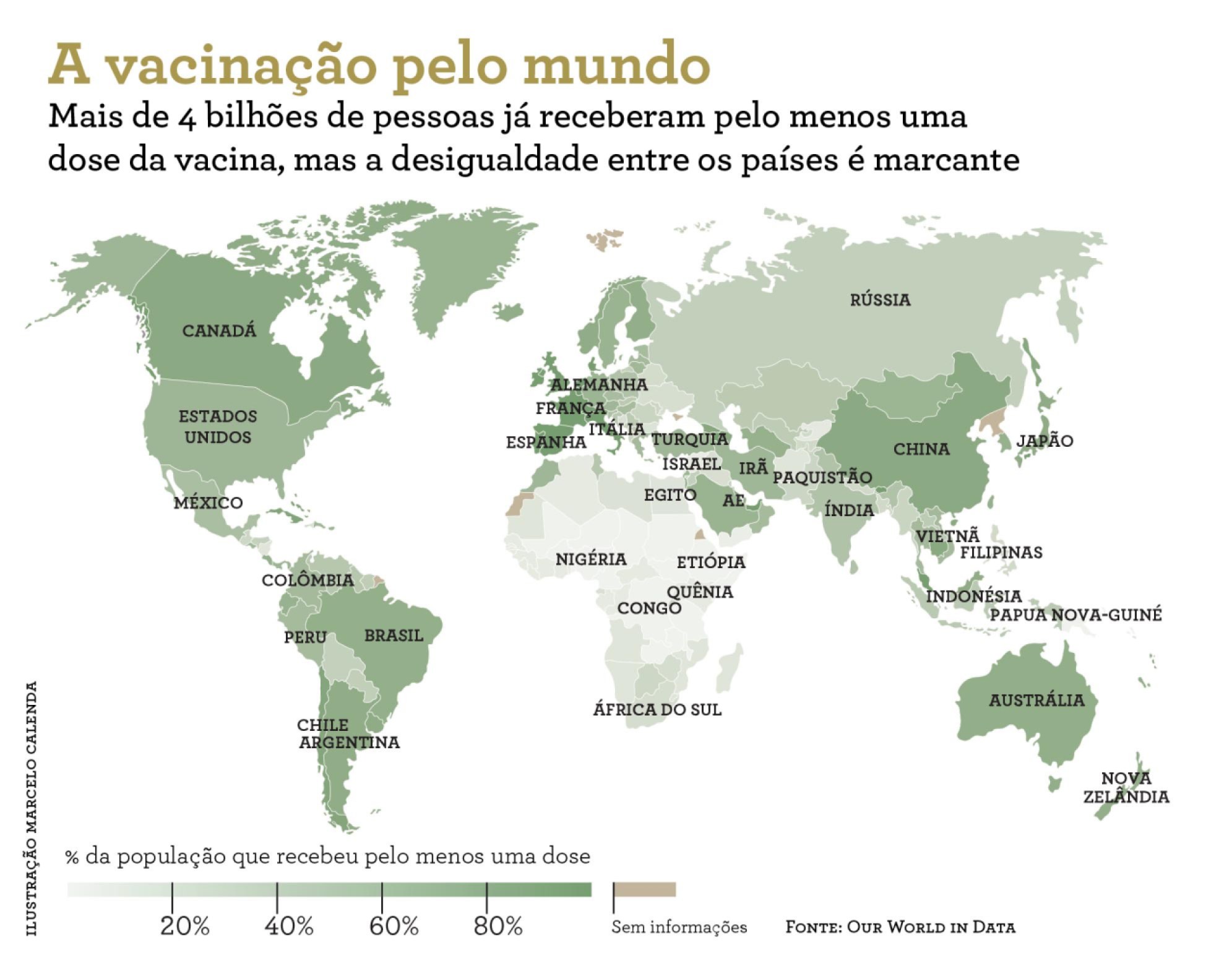 Infográfico: a vacinação pelo mundo