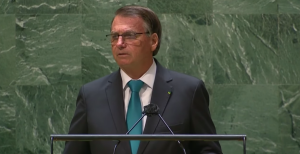 Presidente Jair Bolsonaro discursa na Assembleia Geral da ONU, em 20 de setembro de 2022 (Reprodução/YouTube)