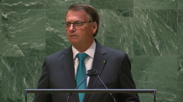 Presidente Jair Bolsonaro discursa na Assembleia Geral da ONU, em 20 de setembro de 2022 (Reprodução/YouTube)