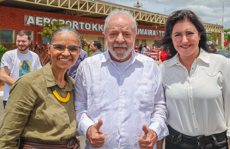 Lula, Simone Tebet e Marina Silva participam de caminhada em Teófilo Otoni (MG). (Foto: Ricardo Stuckert/Flickr Lula)