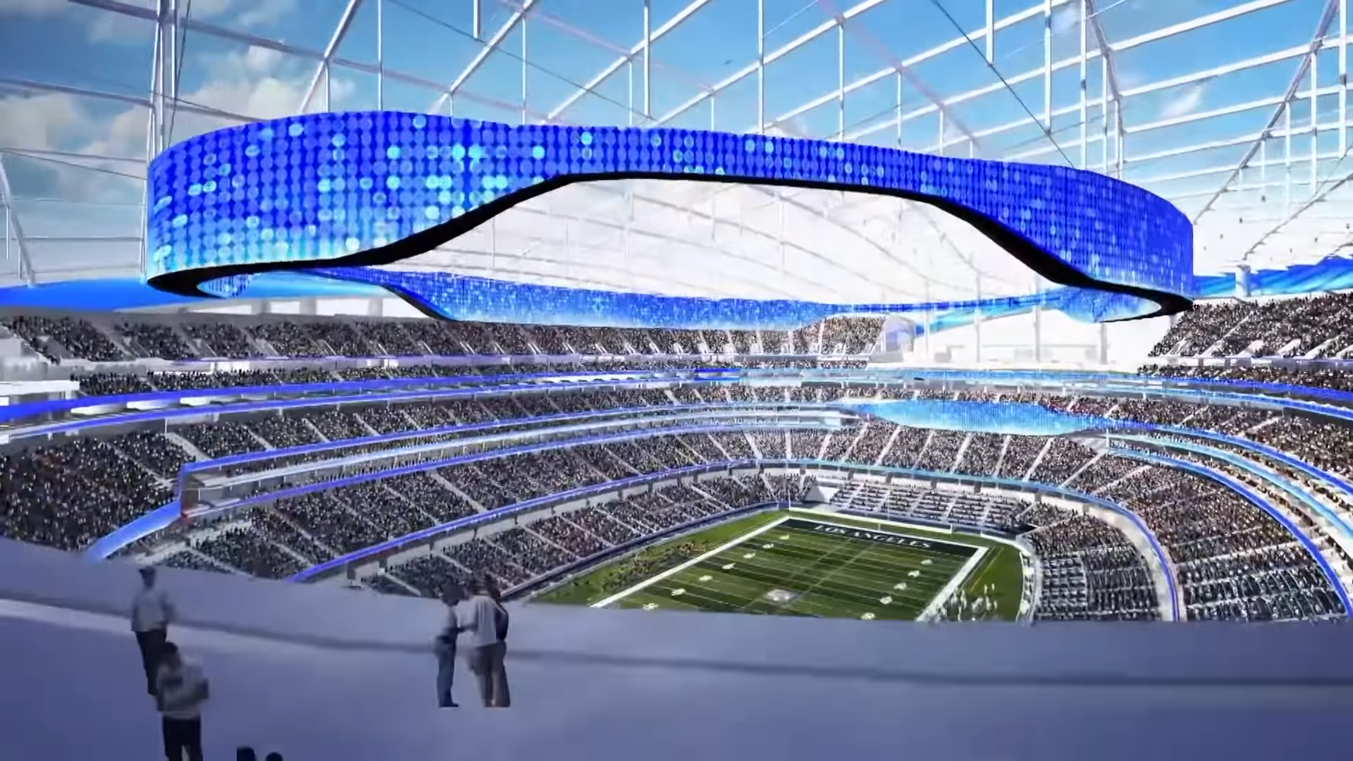 Estádio futurista metaverso interior arena esportiva de alta tecnologia
