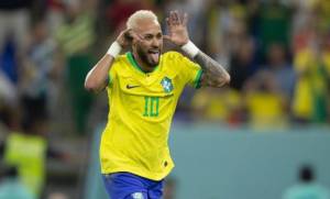 Neymar comemora gol do Brasil contra a Coreia pela Copa do Mundo 2022