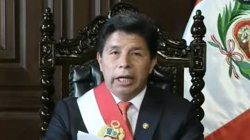 Pedro Castillo, presidente do Peru, em pronunciamento no qual anunciou o fechamento do Congresso e início de "governo de exceção"