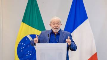 Presidente Luiz Inácio Lula da Silva durante coletiva na França (Ricardo Stuckert/PR)