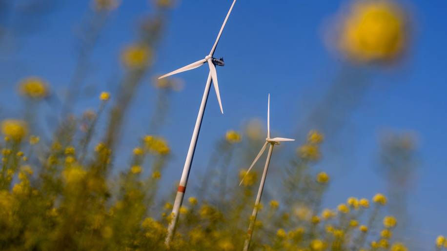 Turbinas eólicas em campo na Alemanha (Krisztian Bocsi/Bloomberg)