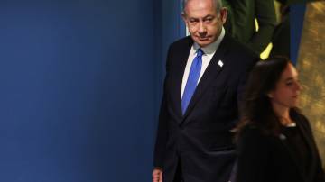 O primeiro-ministro israelense, Benjamin Netanyahu, durante a Assembleia Geral das Nações Unidas em 22 de setembro de 2023, em Nova York (Spencer Platt/Getty Images)