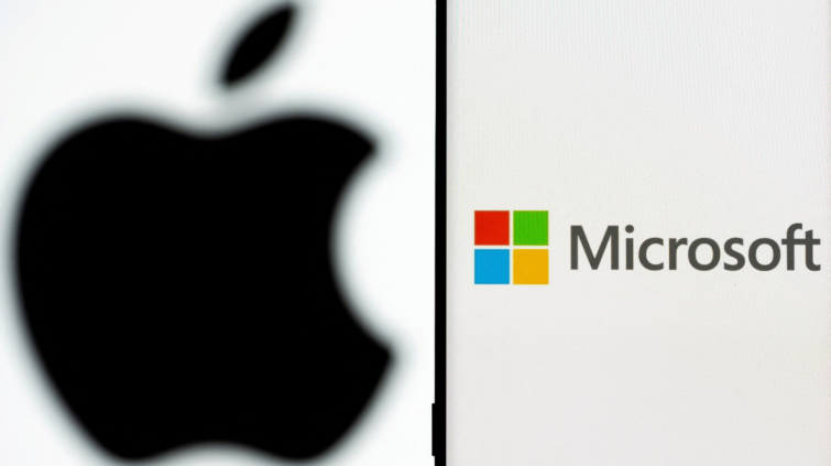 Logos da Apple e Microsoft