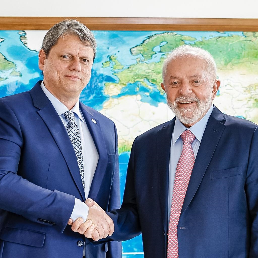 O presidente Luiz Inácio Lula da Silva (PT) e o governador de São Paulo, Tarcísio de Freitas (Republicanos), se reúnem em Brasília em 30/01/2024 (Foto: Ricardo Stuckert/PR)