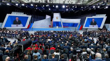 Putin durante discurso em Moscou 29/2/2024 REUTERS/Evgenia Novozhenina