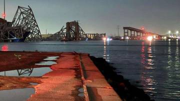 Vista da ponte que desabou em Baltimore 26/3/2024 Harford County MD Fire & EMS/Divulgação