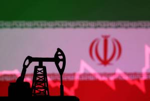 Ilustração mostra a bandeira do Irã, uma bomba de petróleo e um gráfico de ações 09/10/2023 REUTERS/Dado Ruvic/Ilustração