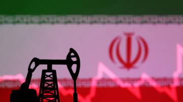 Ilustração mostra a bandeira do Irã, uma bomba de petróleo e um gráfico de ações 09/10/2023 REUTERS/Dado Ruvic/Ilustração