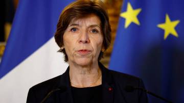 Ex-ministra francesa dos Negócios Estrangeiros e dos Assuntos Europeus, Catherine Colonna, durante coletiva de imprensa em Paris (REUTERS/Sarah Meyssonnier)
