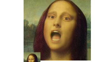 Mona Lisa cantando rap com áudio da atriz Anne Hathaway. Fonte: Microsoft/ Reprodução