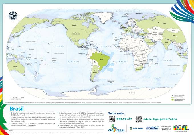 IBGE vai vender mapa-múndi com Brasil no centro do mundo
