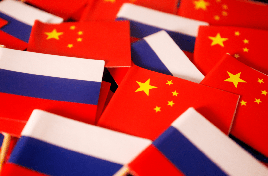 bandeiras de China e Rússia