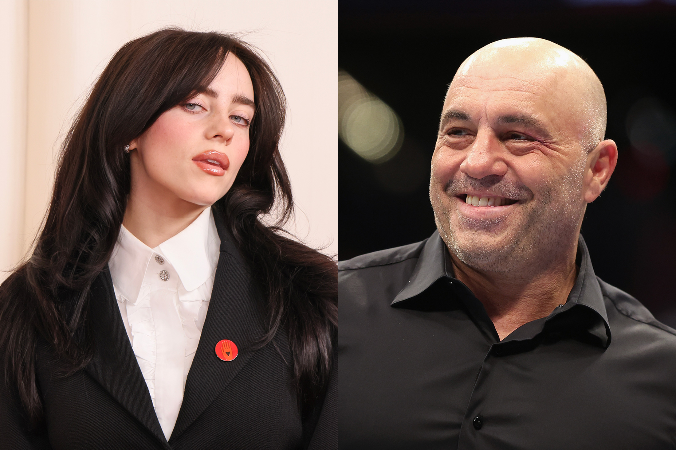 Billie Eilish e Joe Rogan (Rodin Eckenroth e Christian Petersen/Getty Images)