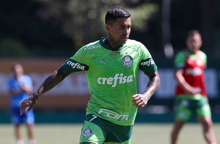 O jogador Dudu, da SE Palmeiras, durante treinamento, na Academia de Futebol. (Foto: Cesar Greco/Palmeiras/by Canon)