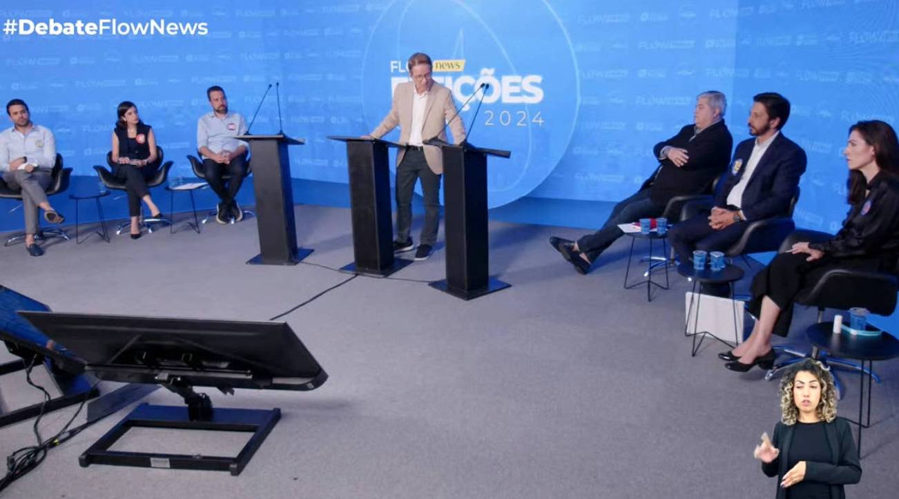 Debate promovido pelo Grupo Flow reuniu os seis principais candidatos à prefeitura de São Paulo (Foto: Reprodução/YouTube)