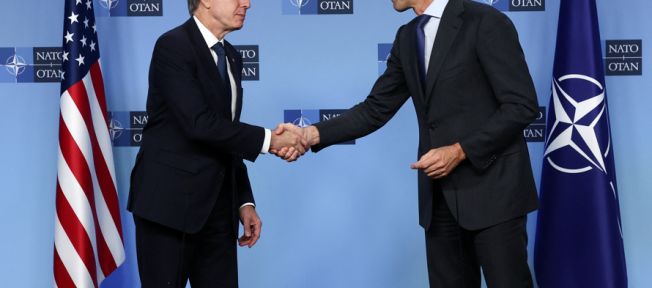 Antony Blinken e Mark Rutte em Bruxelas
