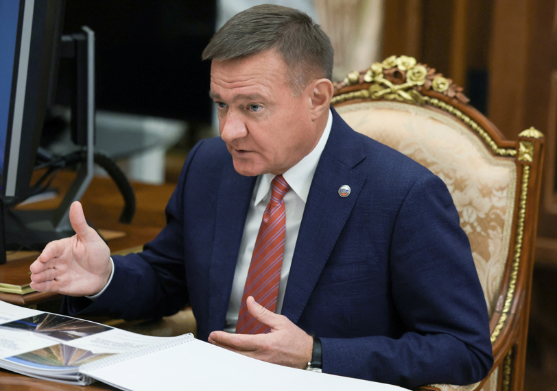Roman Starovoit, participa de uma reunião com o Presidente russo, Vladimir Putin, em Moscou, Rússia, em 30 de janeiro de 2025. Sputnik/Gavriil Grigorov/Pool via REUTERS
