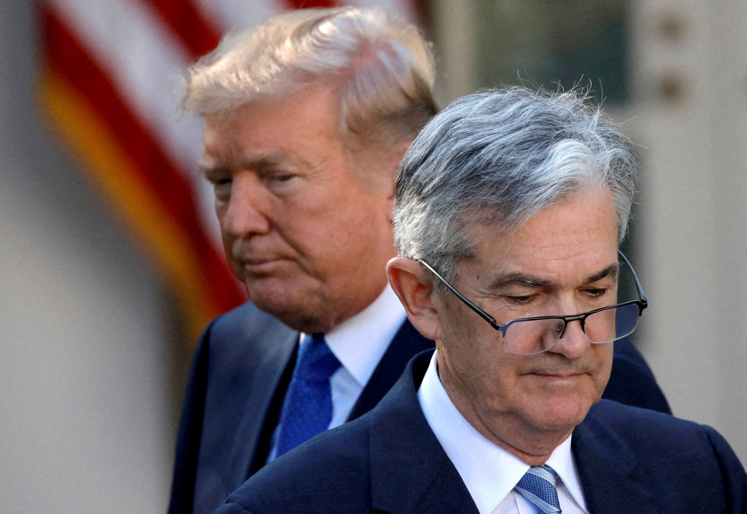 Presidente dos EUA, Donald Trump, e chair do Fed, Jerome Powell, na Casa Branca