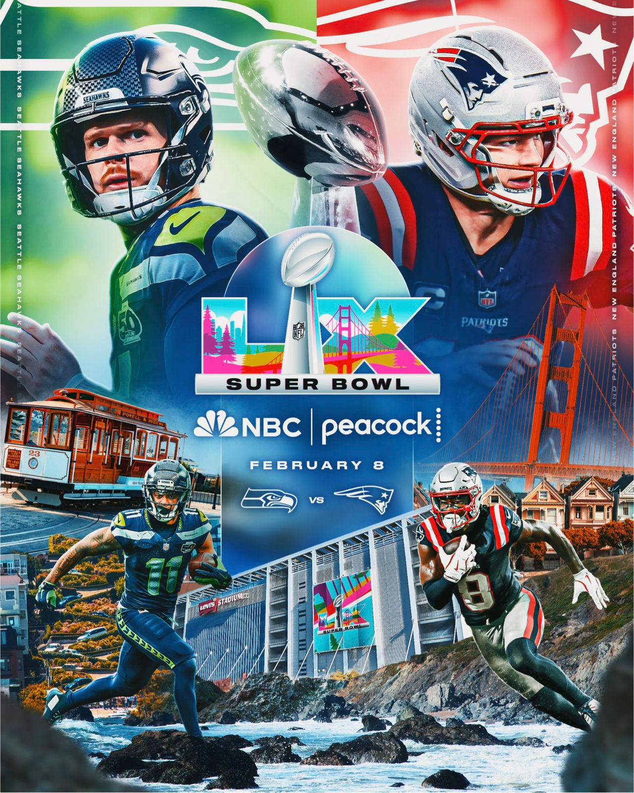 Patriots e Seahawks se reencontram no Super Bowl LX após 11 anos