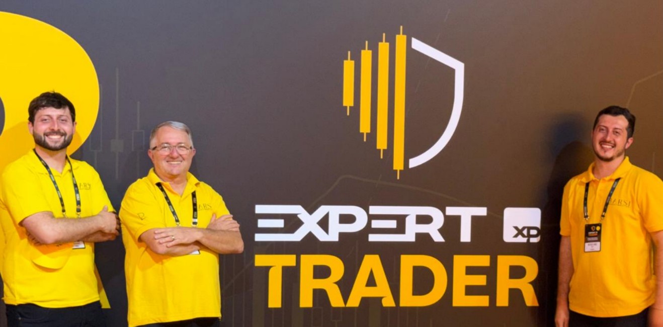 Murilo Barsi, Luiz Barsi Neto e Matheus Barsi, da Barsi Investimentos, durante a Expert Trader 2026 (Crédito: divulgação)