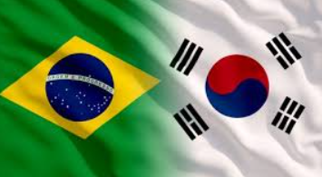 Bandeiras do Brasil e da Coreia do Sul
