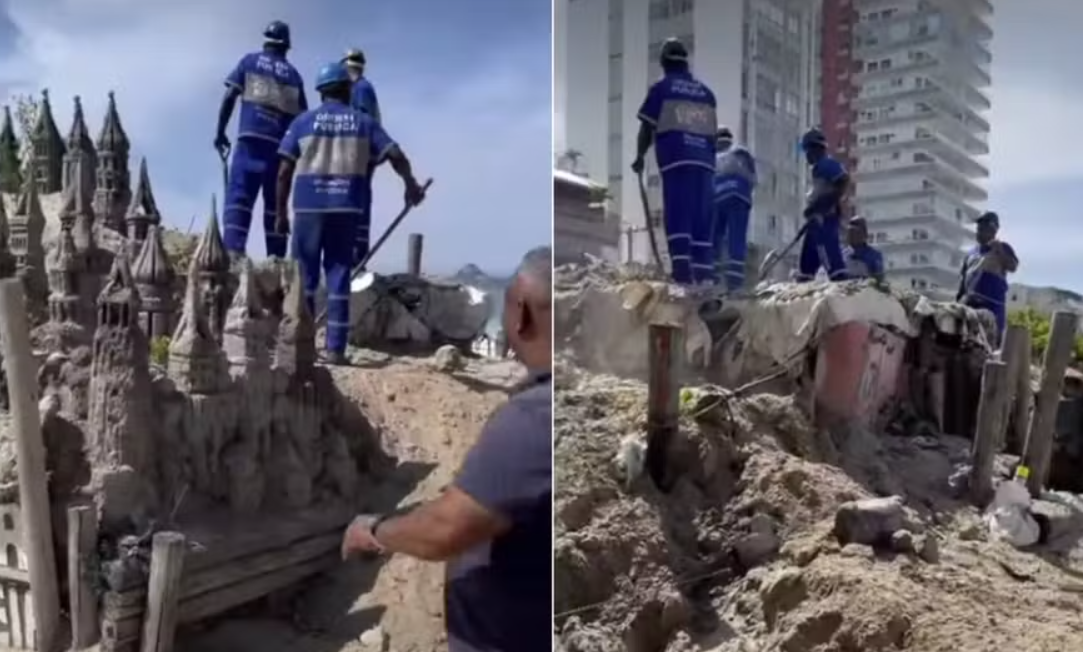 Prefeitura do Rio derruba castelo de areia de 30 anos que era atração na Barra