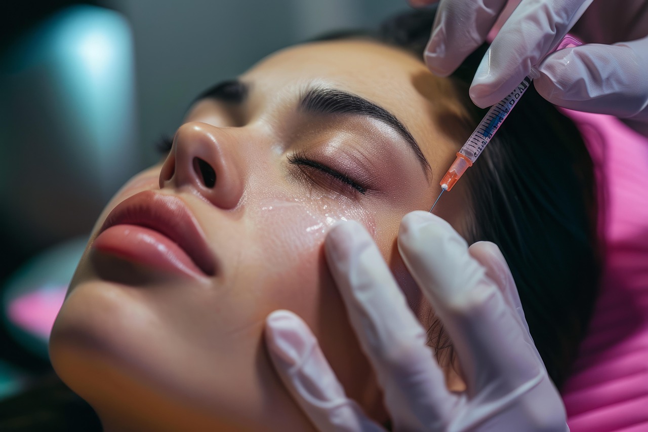 Mulher fazendo aplicação de botox
