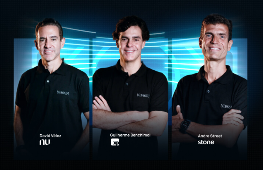 David Vélez Fundador e CEO do Nubank; Guilherme Benchimol Fundador da XP Inc.; Andre Street Cofundador da Stone (Divulgação)