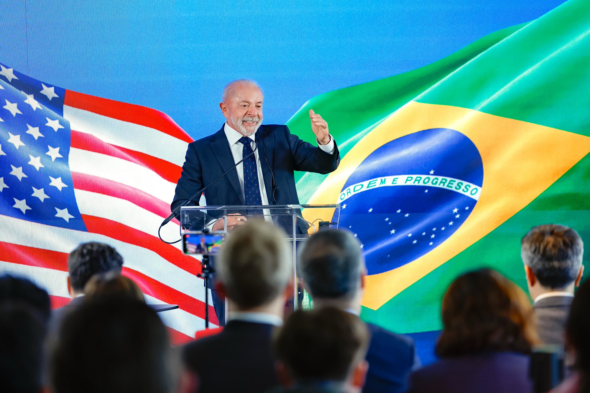 07 de maio de 2026 - Presidente da República, Luiz Inácio Lula da Silva, durante Coletiva à imprensa na Embaixada do Brasil, em Washington D.C. Foto: Ricardo Stuckert / PR