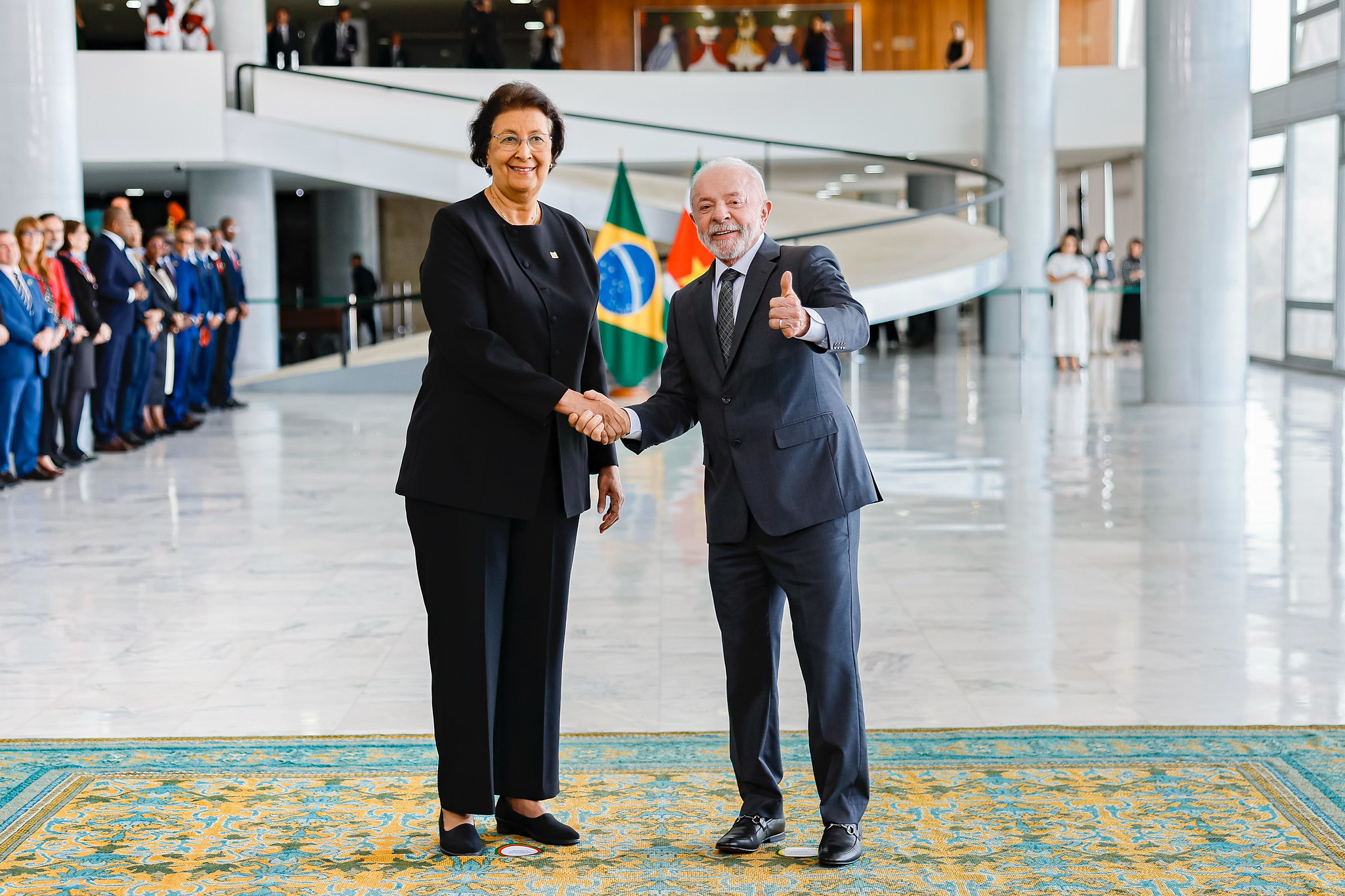 28 de maio de 2026 - Presidente da República, Luiz Inácio Lula da Silva, durante cerimônia oficial de chegada da Presidenta da República do Suriname, Jennifer Simons, ao Palácio do Planalto. Brasília - DF. Foto: Ricardo Stuckert / PR