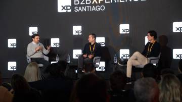 Guilherme Sant’Anna, Thiago Maffra e Guilherme Benchimol abrem o B2B XPerience. Imagem: Divulgação