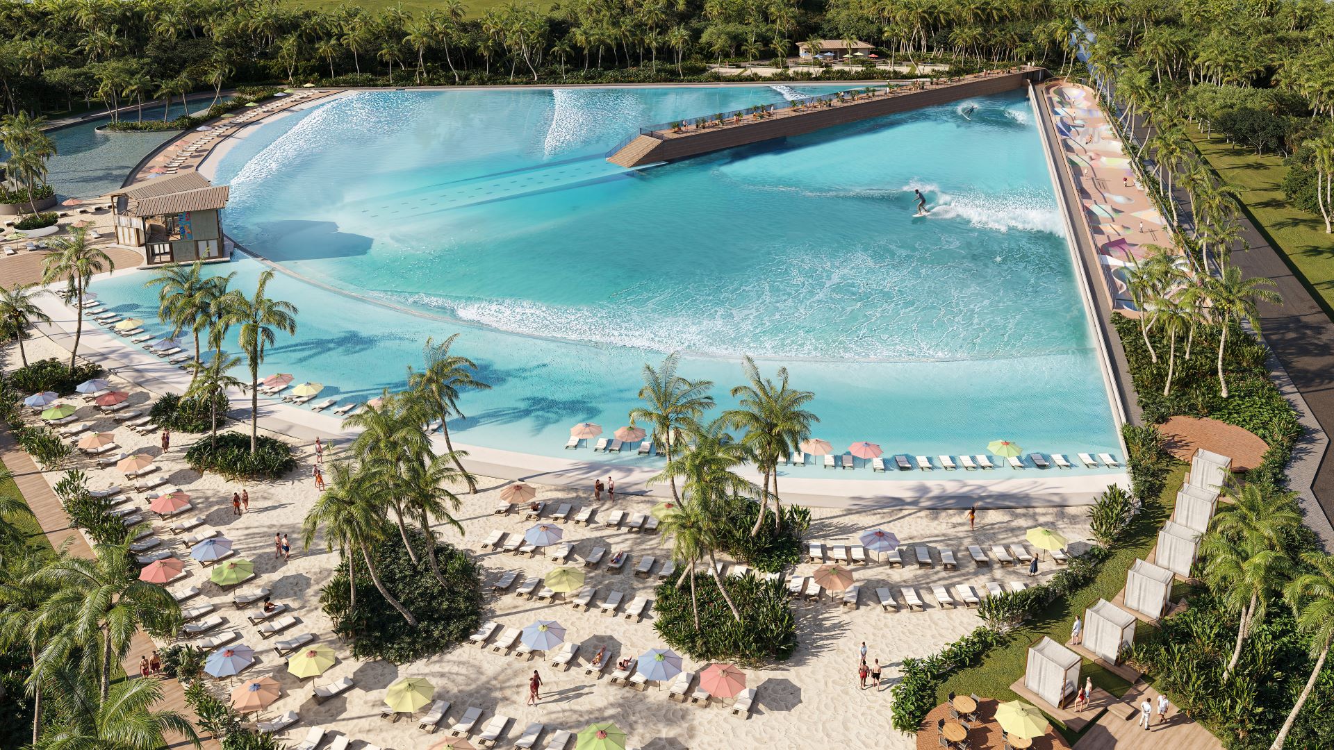 Simulação da piscina de ondas do Atibaia Beach Club. (Foto: Divulgação/Infinity Wave)