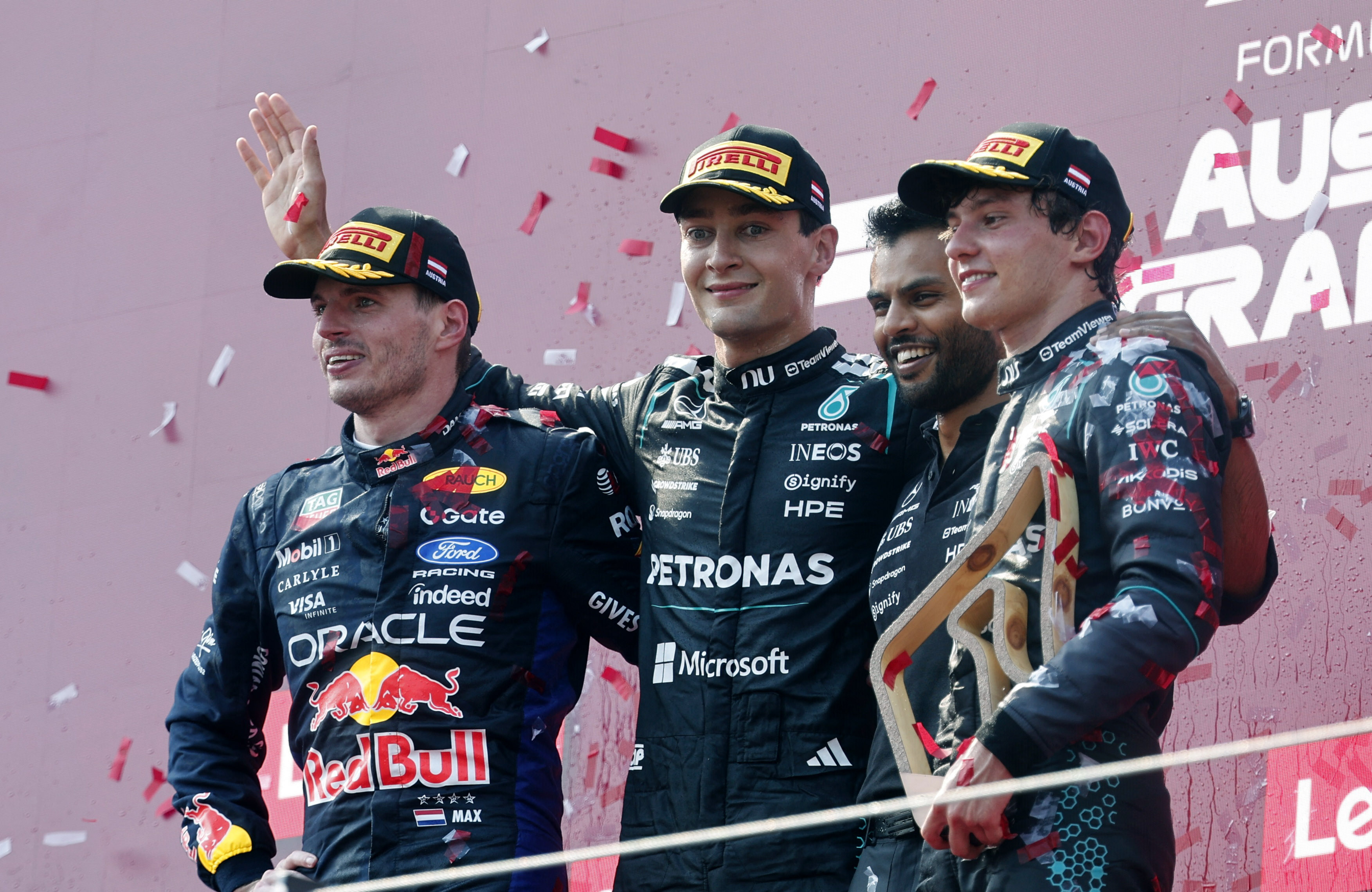 Pódio do GP da Áustria (REUTERS/Lisa Leutner)